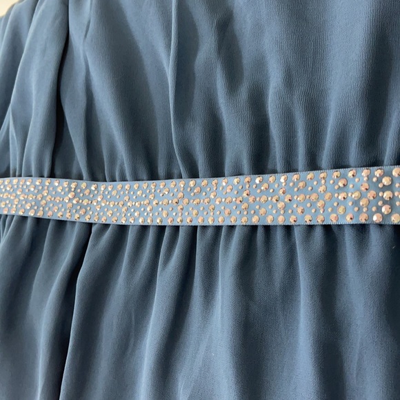 H&M Mama Teal Chiffon Dress with Embellished Belt - Picture 8 of 12